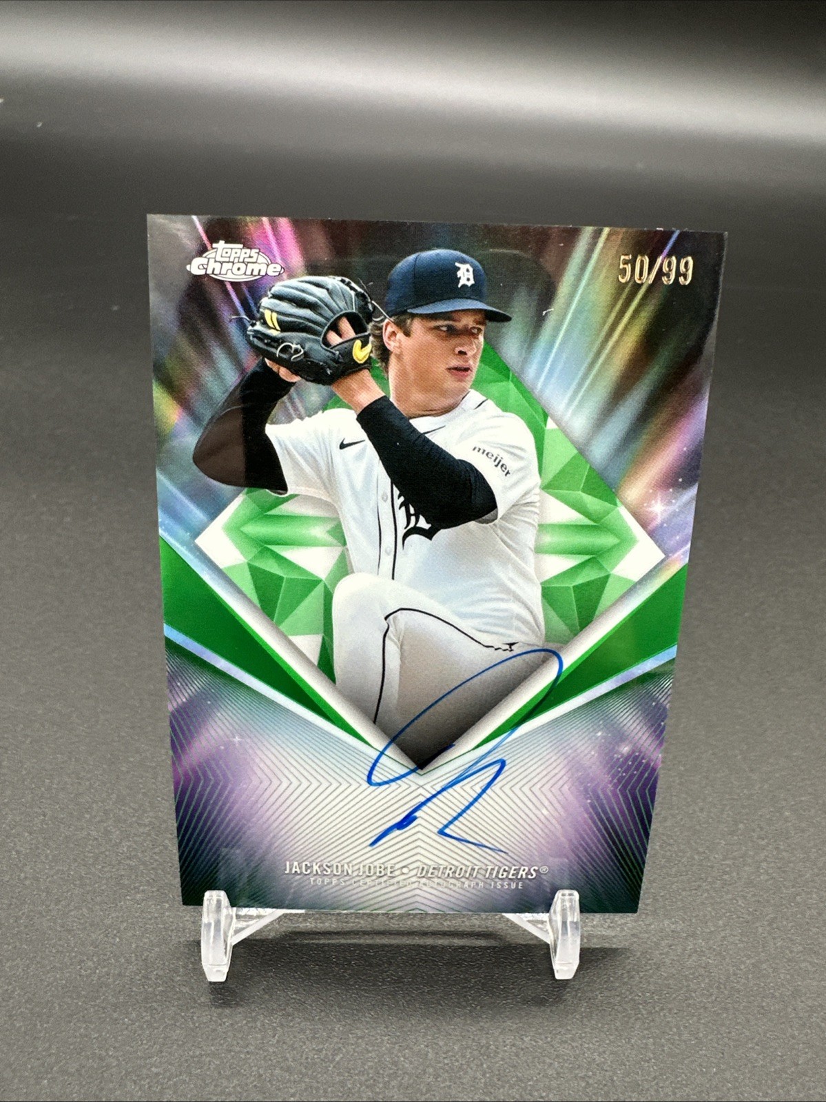 2026 Topps Chrome Jackson Jobe Auto 75th Diamond Green /99 Detroit Tigers