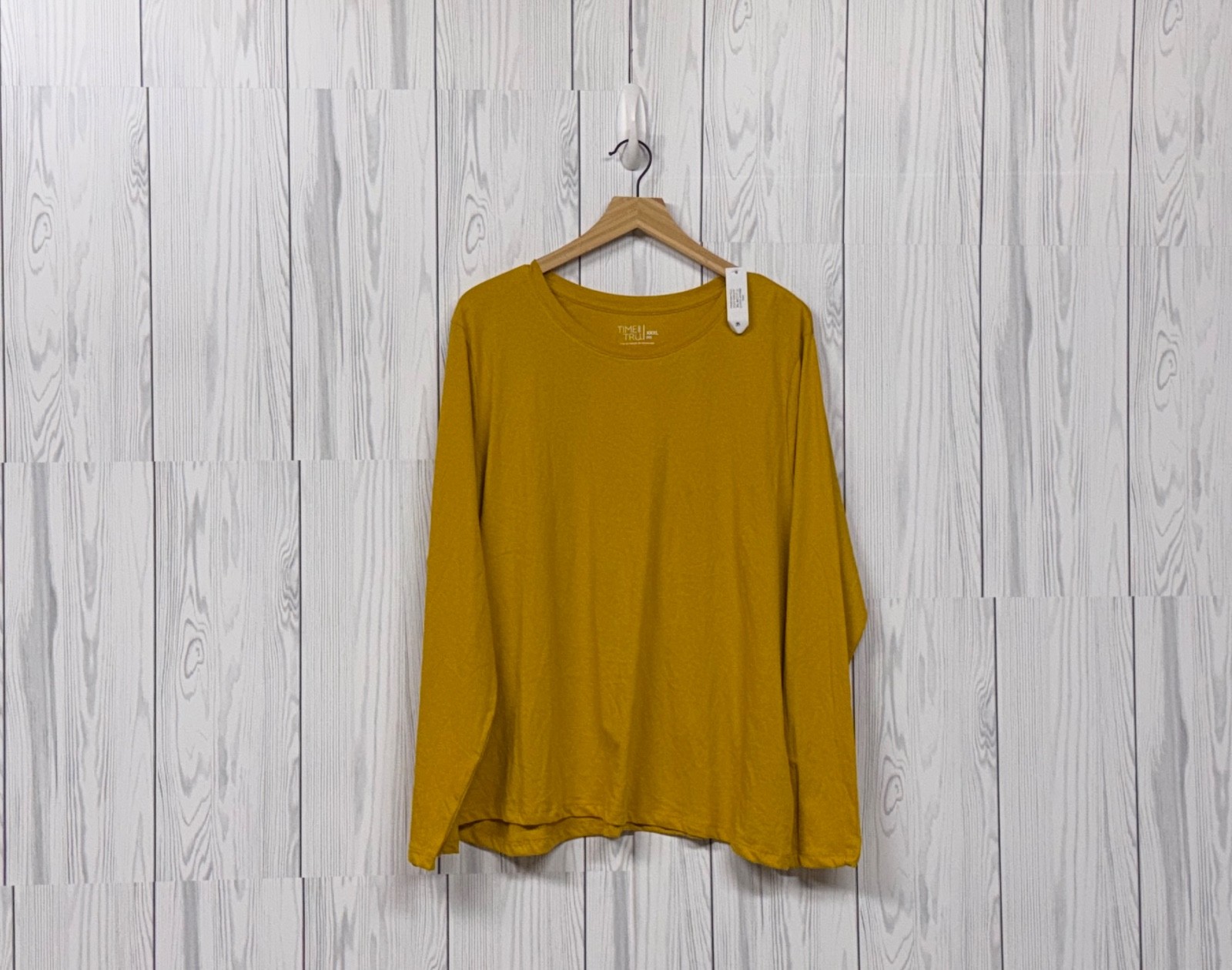 Time an Tru t shirt womens size XXXL long sleeve crew neck solid yellow new