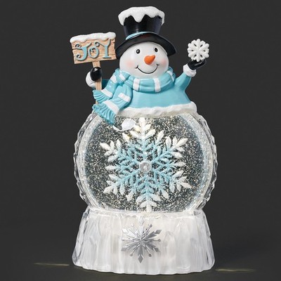 Roman 9.5'' Lighted Swirl Snowman with Rotating Snowflake   LED Glitter Lan