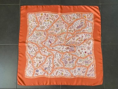 Hermès Schal Chemins de Garrigue / 90 cm / Orange / Christine Henry