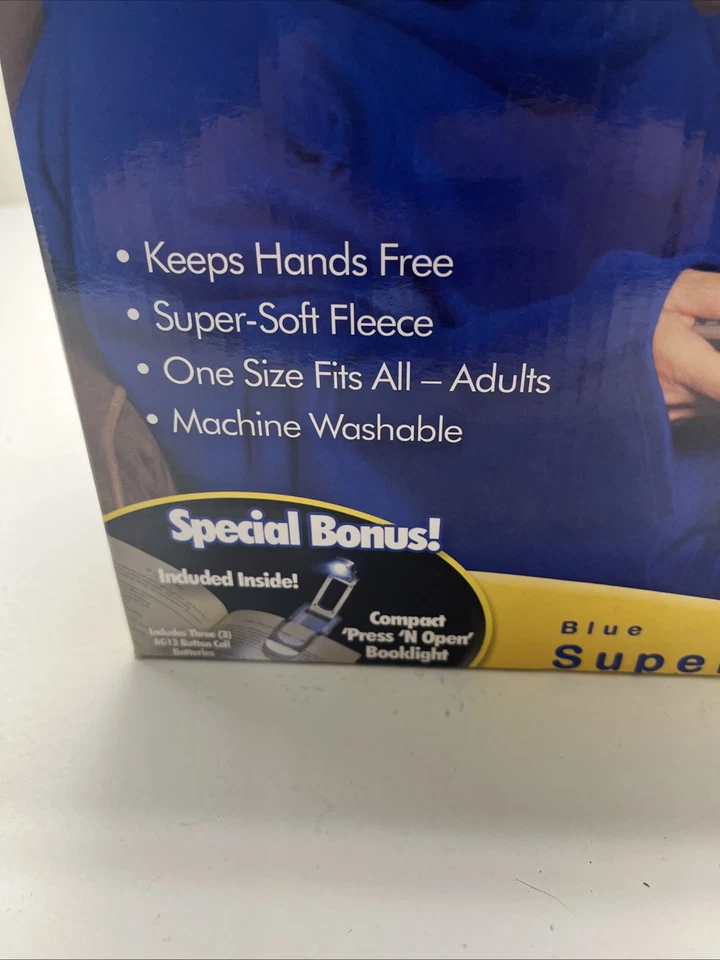 SNUGGIE Original Blanket w/Sleeves Blue Adult Soft Fleece W/Booklight - Image 2 of 4