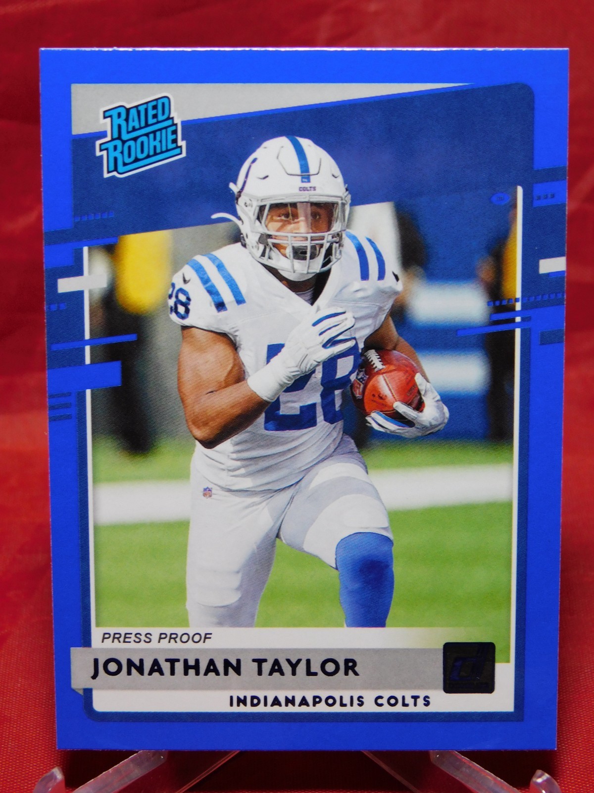 2020 Donruss Jonathan Taylor RC #317 Rated Rookie Blue Press Proof Colts