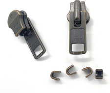 Zipper Repair Kit - 10 Heavy Duty YKK Antique Brass Jacket Zipper Sliders 2