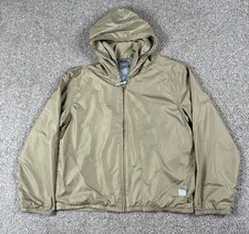 Vintage Nike Windbreaker Jacket Youth Small Beige Solid Full Zip Hooded 90s Y2K