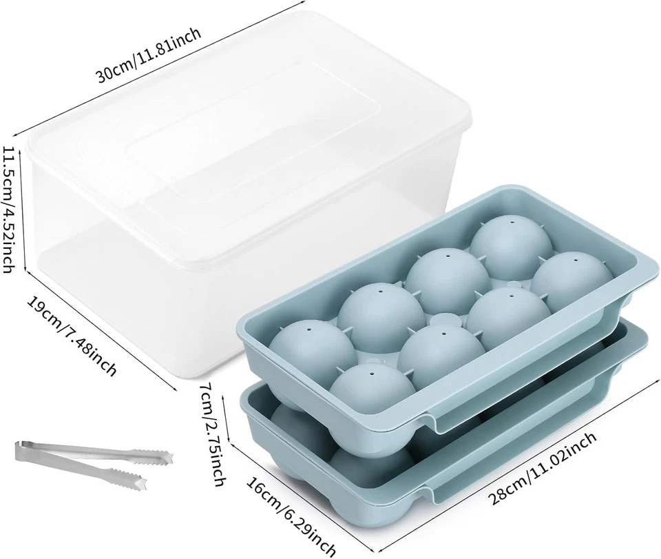 Large Ice Cube Molds, 2 Pack 2.5 Inch Reusable of 2, 2-Blue  - Image 2 of 4