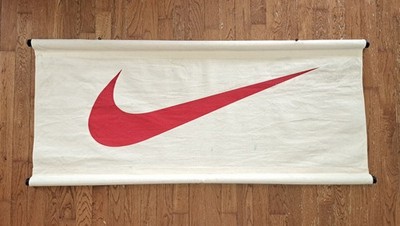 ORIGINAL 1990'S NIKE RED SWOOSH 47'' CANVAS BANNER SIGN STORE DISPLAY VAIL