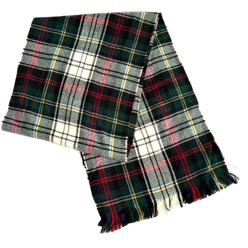 J. Crew Scarf 100% Acrylic Green Blue Cream Plaid Tartan Rectangle 12" x 67" NEW