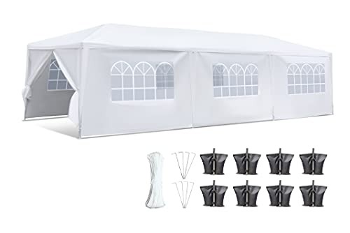 SERENELIFE POP UP CANOPY TENT 10X30 PORTABLE COMMERCIAL INSTANT SHELTER - WHITE