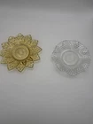 Vtg MidCentury Yellow Sungold Topaz Federal Glass Flower Petal & Round Plate Set