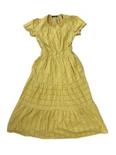 Yellow Embroidered Midi Tiered Sundress