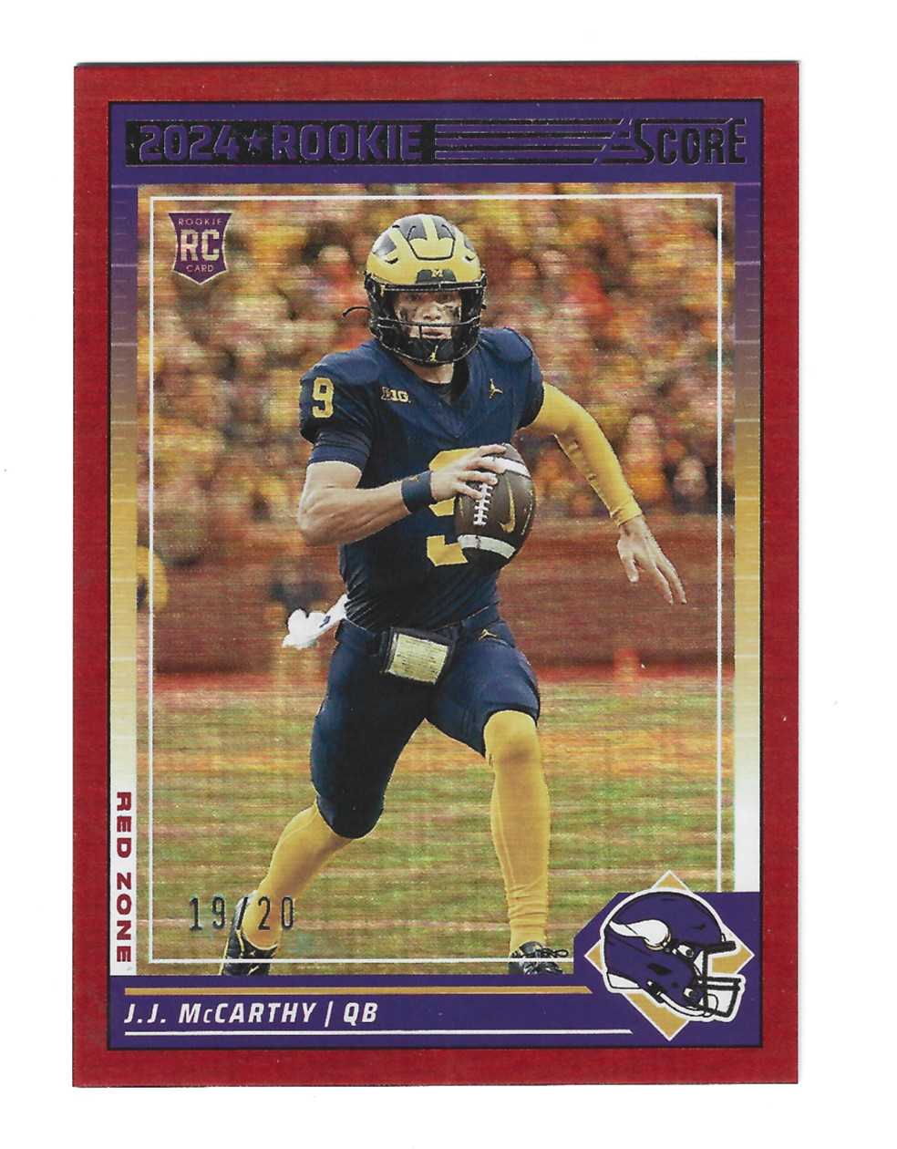 2024 Panini Score JJ McCarthy #304 RC Red Zone Parallel #19/20
