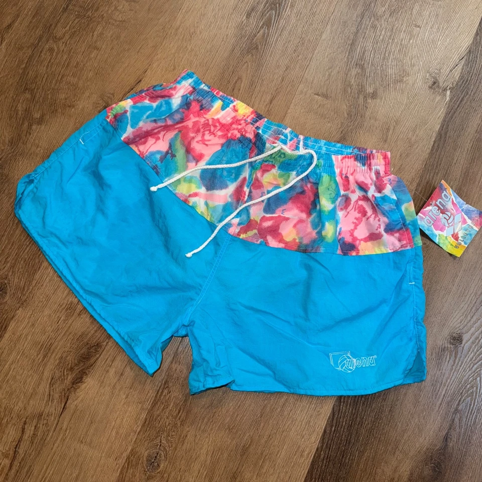 Vintage Arena Shorts Mens Athletic Volleyball Gym Nylon Swim Trunks NOS Large Foto 2 de 4