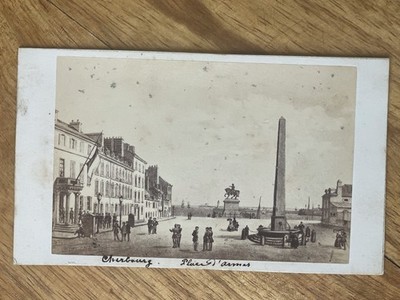 Foto Karte CDV Cherbourg place d'armes Napoleon 1860 Morier Chardon Paris