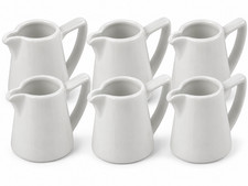 Set of 6 White Porcelain Milk Jug 90ml Gravy Sauce Serving Pitcher Pouring Jug