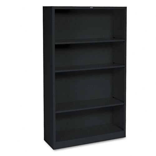 The Hon S60ABCP Metal Bookcase 34.5"x12.6"x59" Black Steel 4 Shelves
