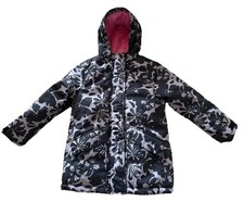 Roxy Girls Jacket Ski Snowboard Hooded Floral Black Pink Snow Size 5/6 WORN ONCE