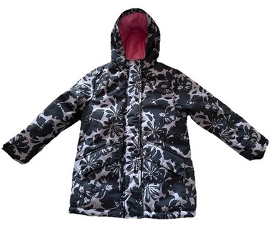 Roxy Girls Jacket Ski Snowboard Hooded Floral Black Pink Snow Size 5/6 WORN ONCE