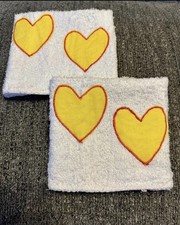 Cute Yellow Hearts Theme Bath Washcloths New