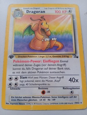 Dragonran 19/62 1st Edition Rare Fossil Set Deutsch Pokemon Karten Vintage TCG