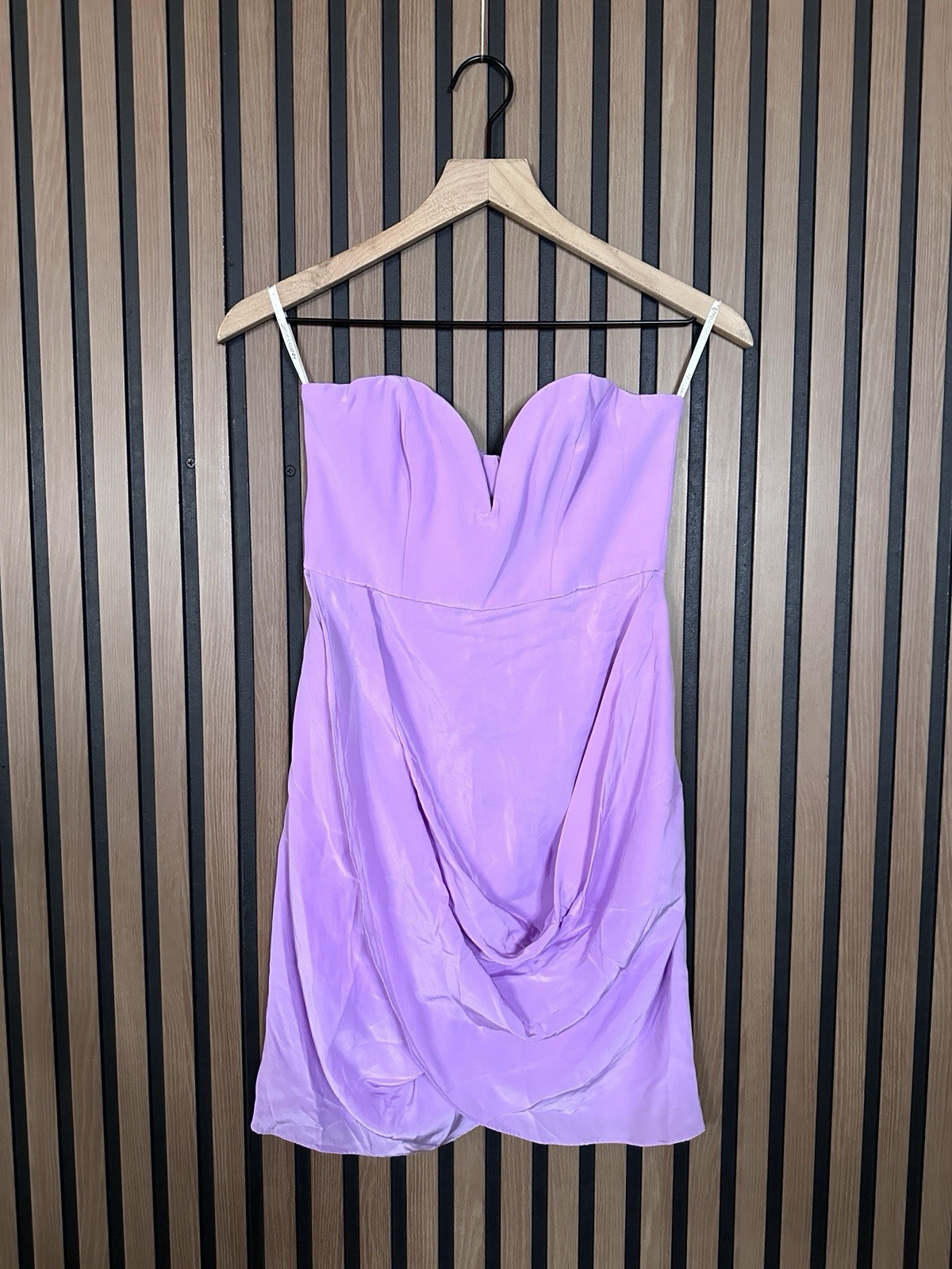 New Zimmermann Mini Dress 1 / Small Lilac Strapless 100% Silk Draped Sweetheart