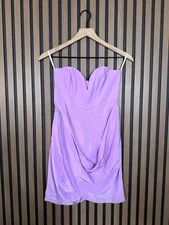 New Zimmermann Mini Dress 1 / Small Lilac Strapless 100% Silk Draped Sweetheart