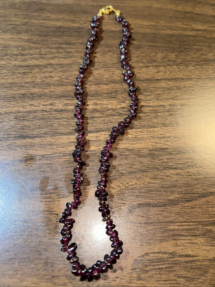 Collar de colección genuino granate bohemio 18" broche de langosta tono dorado #201 Foto 2 de 4