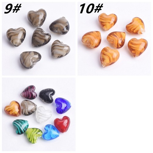Cuentas sueltas de vidrio de murano hechas a mano en forma de corazón de 16x14 mm 10 un. para joyería hágalo usted mismo - Imagen 6 de 25