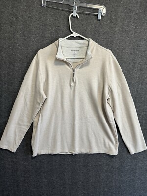 Mizzen Main Women's Large Proflex Sweater 1/4 Zip Khaki Beige