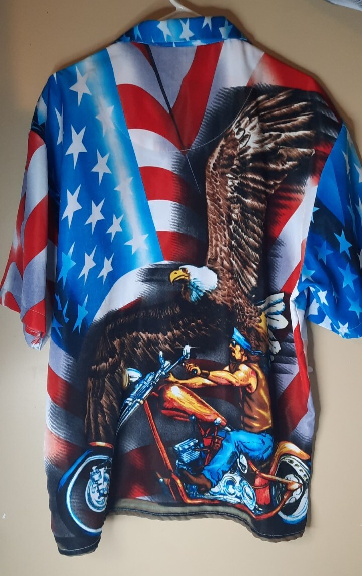 Sapphire Lounge Men's XL USA Flag Easy Rider Button U… Gem