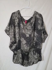 Pure Energy Blouse 3X Black with white flowers