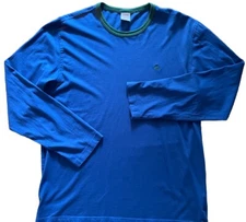 Brooks Brothers Mens Shirt Large Long Sleeve Ringer Embroidered Logo Blue Casual