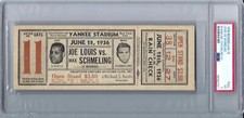 June 19 1936 Joe Louis Vs Max Schmeling Fight Yankee Stadium Full Ticket PSA 3
