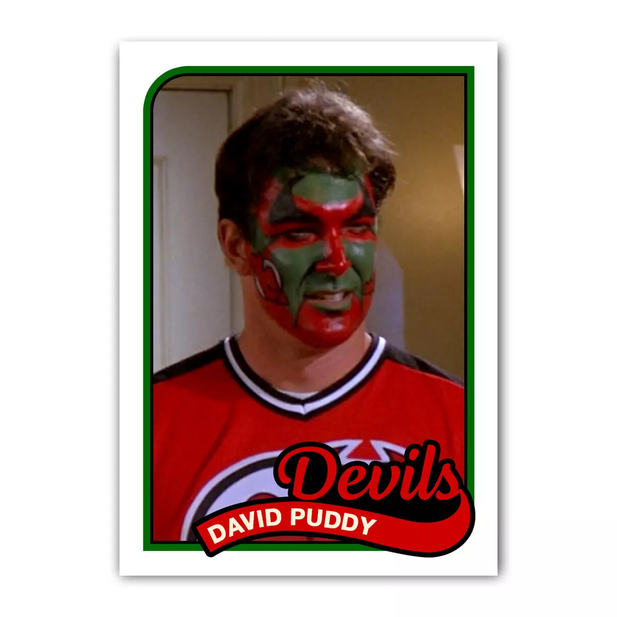 Seinfeld David Puddy 1989 Retro Style Baseball Card Devils Parody