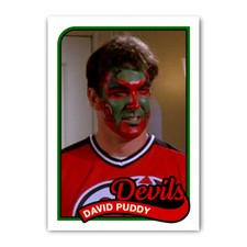 Tarjeta de béisbol estilo retro Seinfeld David Puddy 1989 arte parodia demonios ACEO