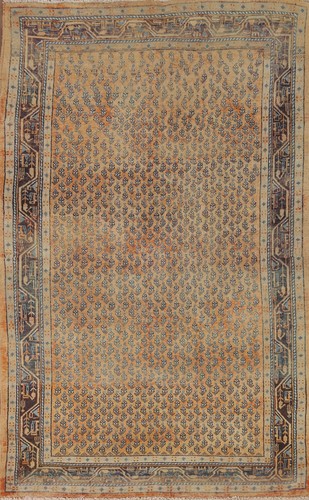 Vintage Light Rust Paisley Botemir Area Rug 4x7 Hand-knotted Wool Carpet