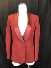 $3195 New Brunello Cucinelli Womens Red Blazer Linen Cotton Size 0 36