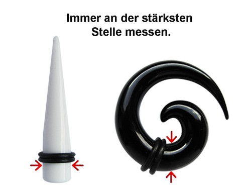 Ohr Piercing 2 in 1 SET Dehner und Flesh Tunnel Acryl in weiss in 4-14mm Stärke - Bild 2 von 2