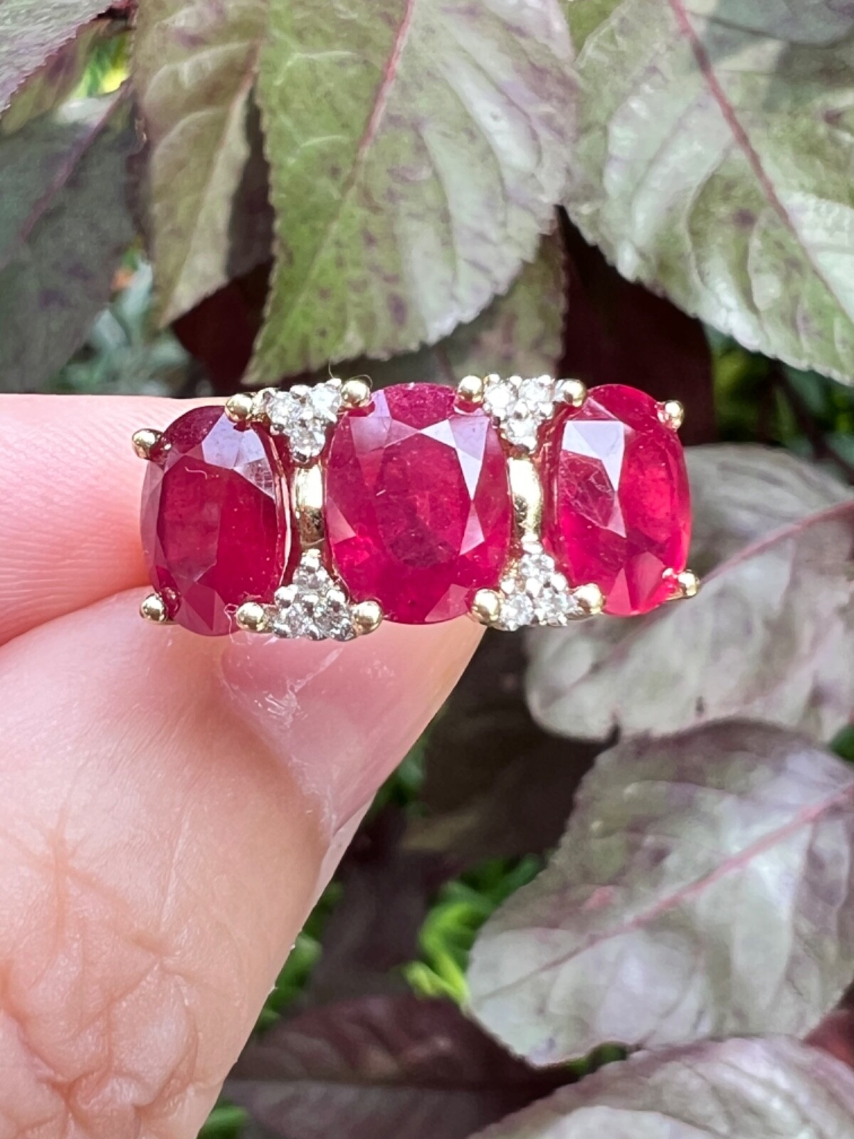 14K GOLD TRILOGY “PAST PRESENT FUTURE “ RUBY DIAM… - image 14