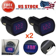 2PCS LED Car Auto Battery Electric Cigarette Lighter Voltmeter Tester 12V/24V US