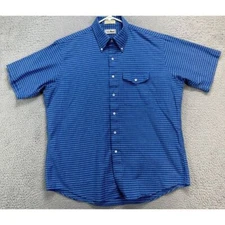 VTG L.L. Bean Button Down Shirt Adult 17.5 Blue Check Short Sleeve USA Made Mens