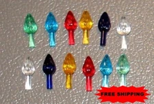 12 Small Twist Flame Lights Bulbs Peg for Ceramic Christmas Tree **FREE SHIP**