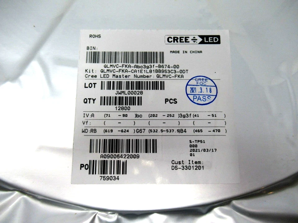 Cree LED Streifen Diode Qlmvc-Fka RGB PLCC4/3 IN 1 SMD (12800 Qty ) Neu Verpackt - Bild 4 von 4