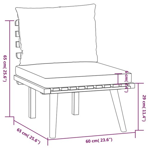 4 Piece Garden Set with Cushions Solid Acacia Wood Y9W0 - Picture 8 of 10