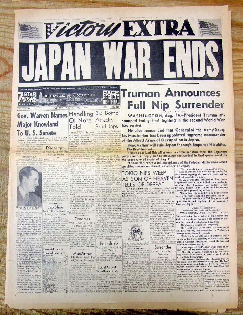 Aug 14, 1945 newspaper 