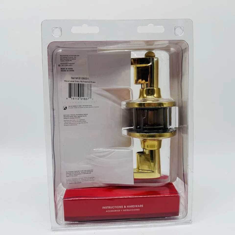 Manija de puerta exterior con cerradura de entrada con llave Honeywell nueva  Foto 4 de 4