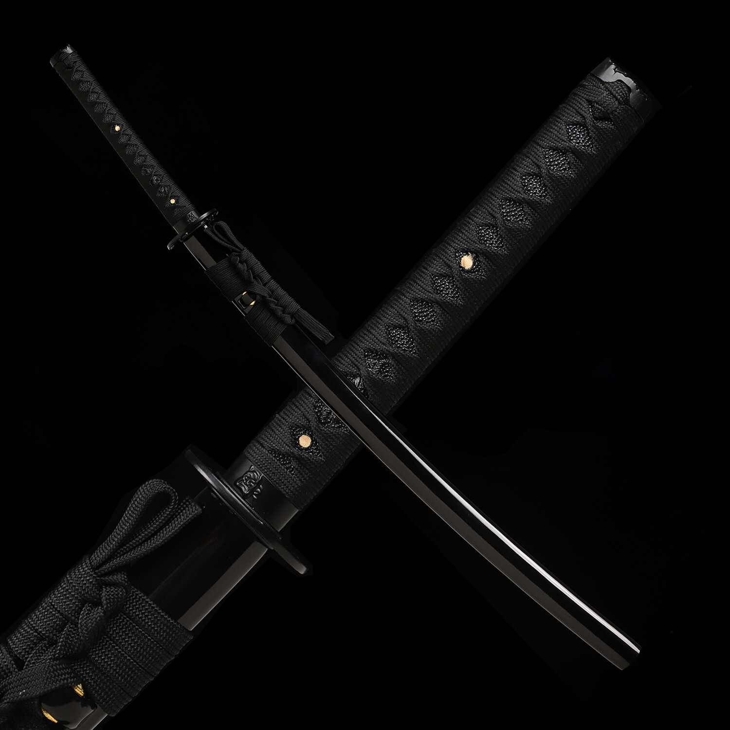 Black Full Tang 9260 Spring Steel Katana - Razor Sharp Samurai Sword
