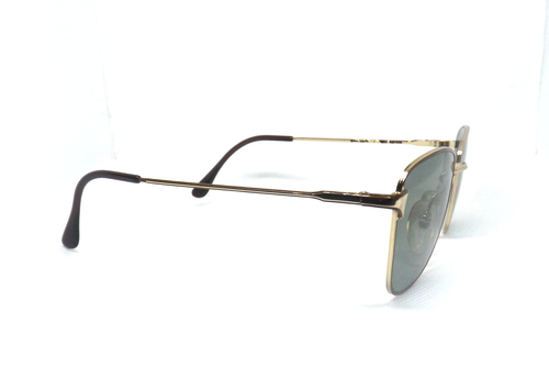 Lunettes de Soleil Homme Métal Femme Vintage Âge 90 Italie Or Verre Vert - Photo 4 sur 5