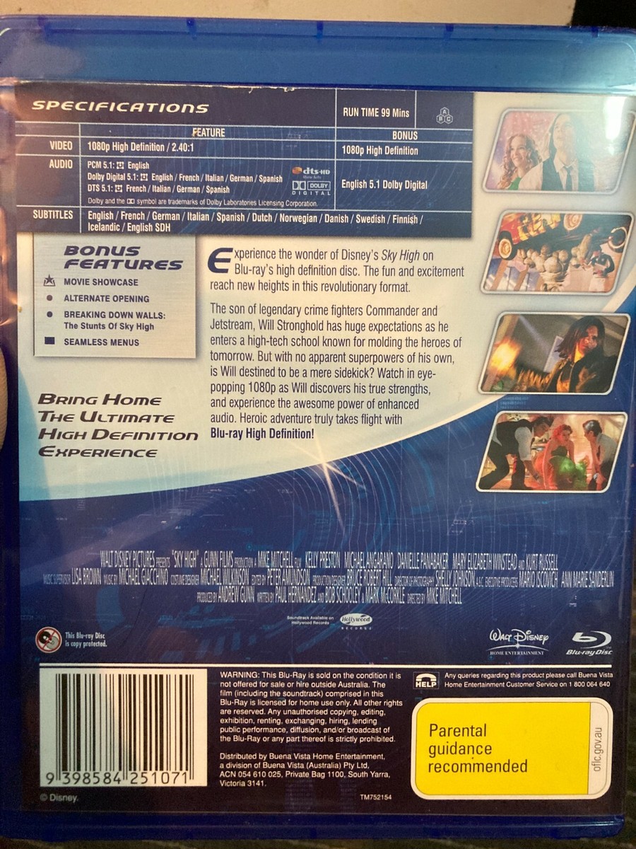 Sky High BLU RAY (2005 Walt Disney superhero family comedy movie