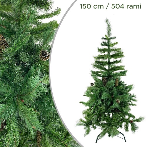 Albero Di Natale 150H Cm 164043 Con 504 Rami Pieghevoli In PVC Abete Artificiale - Foto 4 di 4