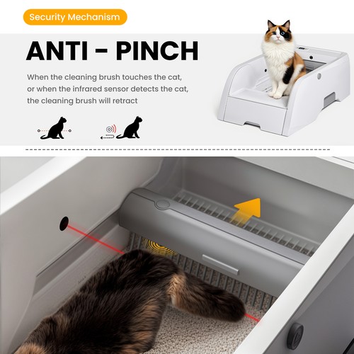 Automatic Self Cleaning Cat Litter Box Open Design WIFI APP Control Anti Pinch - Picture 7 of 12